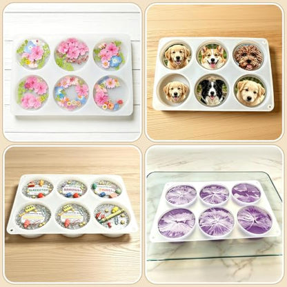6-Cavity 4 Inches IALTMEI Deep Round Resin Coaster Molds， Upgrade Coaster Molds for Epoxy Resin， Coaster Silicone Molds for Eesin， DIY Craf Flower Bouquet Preservation