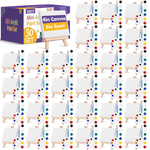 ESRICH 30 Set Canvas Painting Kit, Mini Acrylic Paint Set - size: 30 set 4 x 4 inches