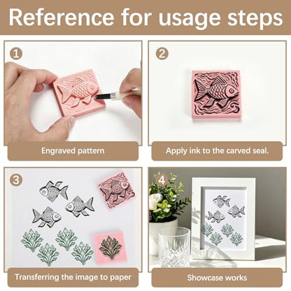 50Pcs Square Linoleum Blocks for Printmaking,2x2in Premium Rubber Stamps, Printmaking Supplies for Printing, Stamp Making, and a Wide Range of DIY Craft Projects - color: Square 2x2x0.4in-50pcs