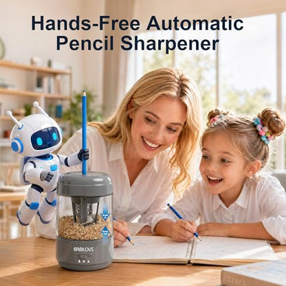 BABILOUS Electric Pencil Sharpener, Rechargeable Auto Feed & Auto Eject - color: Grey