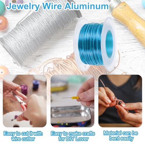 PATIKIL 20 Gauge 0.8mm Aluminum Craft Wire, 98.4 Ft Metal Wire Armature Bendable Wire for Jewelry Making Metal Wrap DIY, Bright Blue - color: Bright Blue, size: 0.8 mm x 30 m