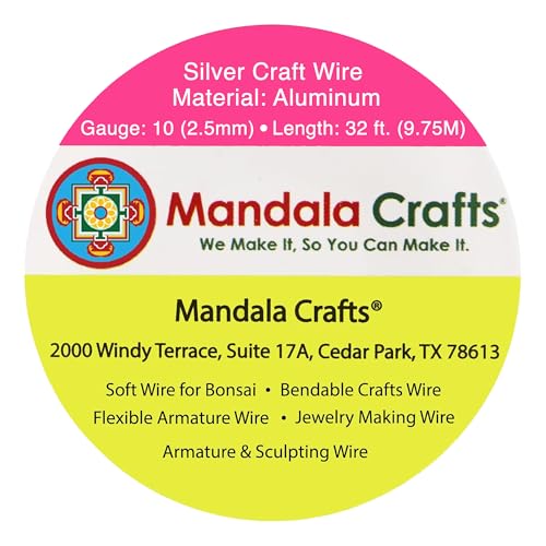 Mandala Crafts 10 Gauge Silver Tone Anodized Aluminum Craft Wire, 32 FT - color: Silver Tone, size: 10 Gauge
