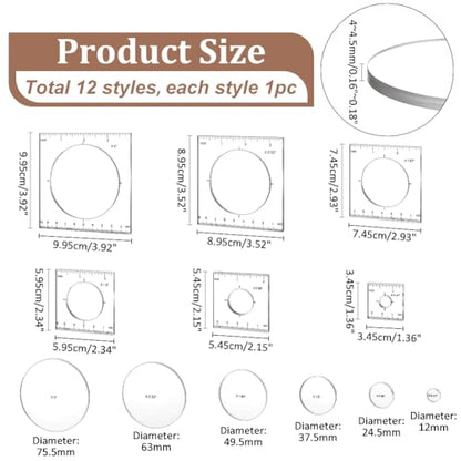 PH PandaHall Pack of 6 Router Templates Circle Inlay Templates Clear Drawing Scale Rulers Acrylic Router Jig Template Decorative Templates Sewing Measuring Tool Set for Woodworking Craft Making