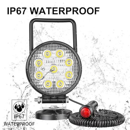 Willpower 4 inch 27W LED Work Light Bar with Magnetic Base, Cigarette Lighter Powered, Portable Off Road Light Spot Driving Fog Lights for Truck 4x4 Car Trailer Tractor Engineering Garage Camping Boat - size: 4'' - 27W - Spot