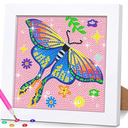 SuanFA Butterfly Diamond Art Kits for Adults Kids,Cute Luna Moth Diamond Painting Frames, Easy Diamond Art Kits for Beginners,Perfect for Gift & Decor with Beautiful Package Box(6x6 inch) - color: A005-Butterfly