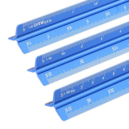 YOKIVE Metric Engineer Scale Ruler, (13 Inch, Blue) Architectural Small Scale Ruler Aluminum Triangular Civil Drafting Tool for Architect Blueprint Engineering Office Supplies - color: Blue