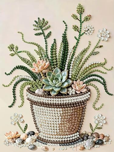 Plant Pearl Painting Kits for Adults, Diamond Art Painting 12x16In - color: PL08-1