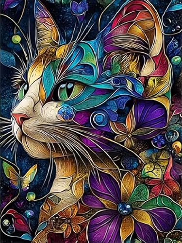 Xoaoes Cat Diamond Art Kits for Adults, Animals 5D Diamond Painting Kits - color: CM095