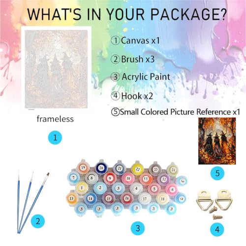 bleihum Halloween Paint by Numbers Kit for Adults Witch 16x20inch - color: MT23133-US