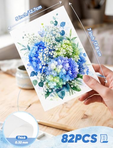82 Sheets Watercolor Paper Bulk 5"x7", 110lb/230gsm Cold Press Thick, White - size: 5"x7"