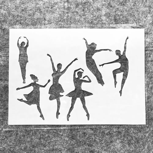 TIAMECH A4 Reusable Dancing Girl Stencil for Painting | Gymnastics Dancer Layering Template, DIY Wall Art, Wood Furniture, Scrapbook & Crafts (8.3x11.7inch) - style: Dancing Girl
