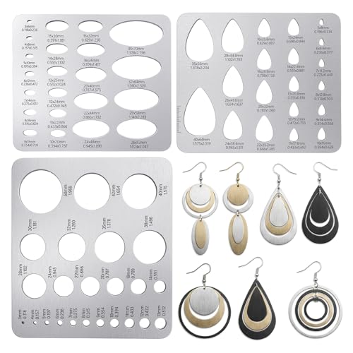 3PCS Metal Geometric Stencils Set - Stainless Steel Circle, Teardrop & Ellipse Templates for Professional Drafting, Jewelry Making, Art & DIY Craft Projects