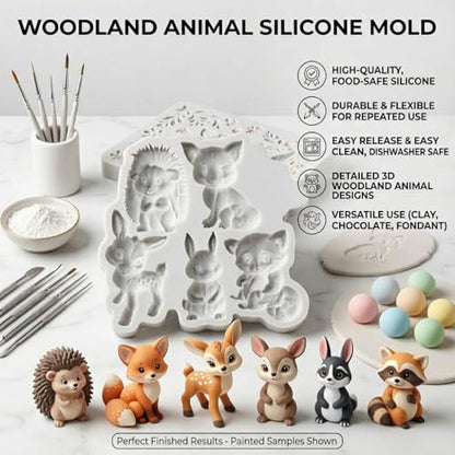 Animal Polymer Clay Mold Squirrel Fox Bear Silicone Molds - color: Style A