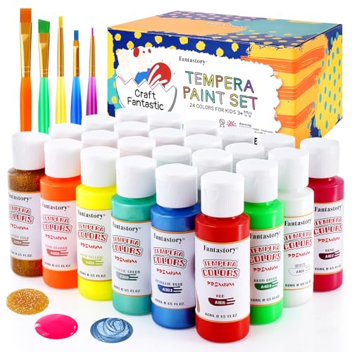 Fantastory 60ml 24 Colors Tempera Paint for Kids