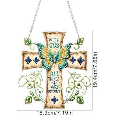 RYMILIE Hanging Diamond Art Kits for Adults Butterfly Cross 8x8inch - color: DP02505