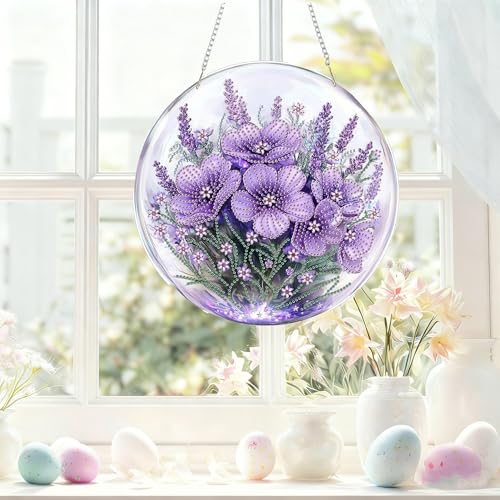 RYMILIE Hanging Diamond Art Kits for Adults Flowers 8x8inch - color: DP03340