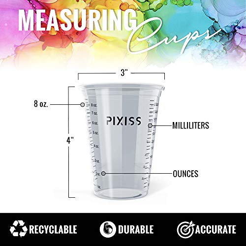 Disposable Epoxy Resin Mixing Cups with Measurements (20-Pack) Pixiss Mixing Cups for Epoxy Resin, Epoxy Mixing Containers, Epoxy Cups For Epoxy Measuring Cups - 20 Resin Mixing Sticks - size: 20 x 10-Ounce
