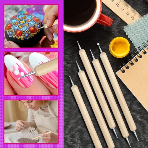 20Pcs Dotting Tools for Painting,Wooden Embossing Tools Tracing Stylus for Transfer Paper Drawing Paper - color: wood color