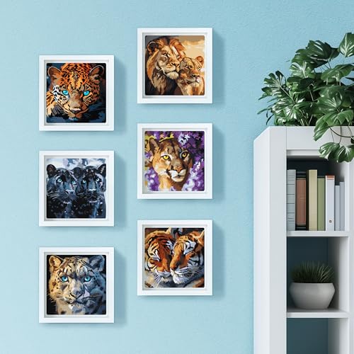 LuwoArte 6 Pack Paint by Numbers Kit for Adults – Flower Symphony – Floral Paint by Numbers for Adults Beginners – DIY Adult Paint by Number Kit – Relaxing Painting Set – 6.3 x 7.87 inch (Wild Cats) - color: Wild Cats