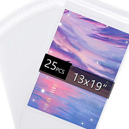 25 Pack Acid Free Crystal Sealed Clear Bags for 13x19 Art Prints, Photos | 1.496mil (Single Side), 13 2/5 Inches by 19 1/2 Inches - size: 13 inch x 19 inch