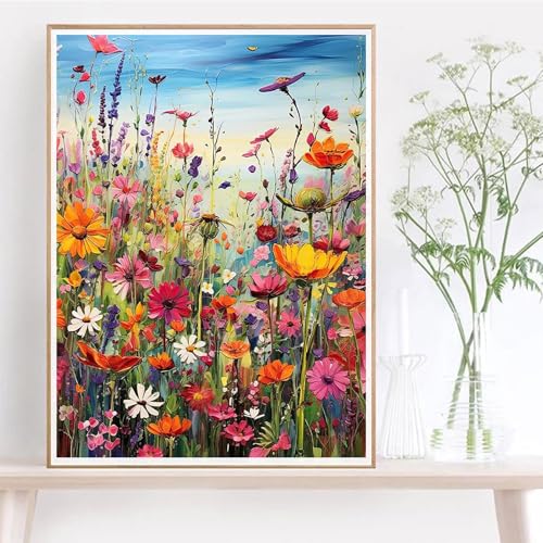 HITIRECOVI Wild Flowers Paint by Numbers Kits for Adults,Flower Paint by Numbers Kits,Adult Paint by Number Kits on Canvas Flowers,Home Wall Decor(16x20in) - color: Wild Flower