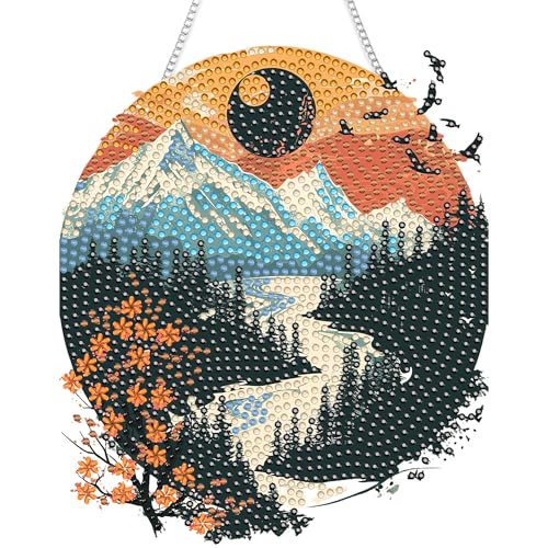 SKRYUIE Scenery Hanging Pearl Diamond Art Kits for Adults Suncatcher A28 | Special Shaped Crystal DIY Hanging Diamond Painting Kit, Gift for Mother Spring Summer Window Wreath Decor 7.83 x 6.69 Inch - color: colorful-5