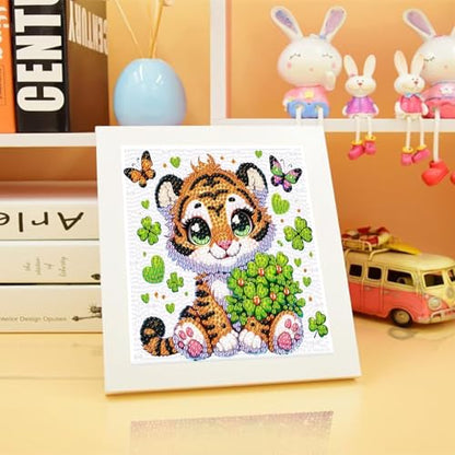Arttoplus Tiger Diamond Art Kits for Kids 4-6-8-12 with Frame 7x7 inch - color: CC736-US