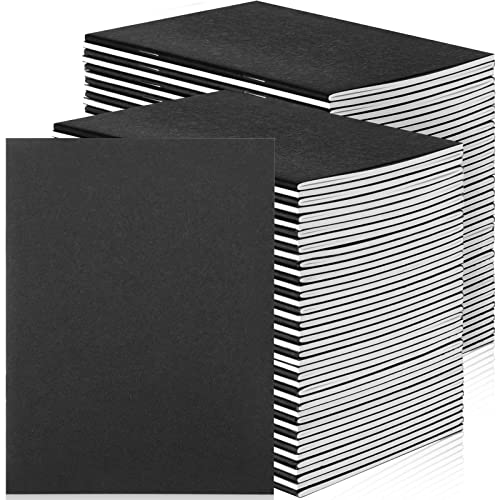 Epakh 100 Pack Mini Blank Kraft Notebooks, Black | Unlined Sketchbook, A6, 48 Pages, 24 Sheets, 4.25 x 5.5 Inch, Small Pocket Bulk, Student Drawing Writing, Journal - color: Black