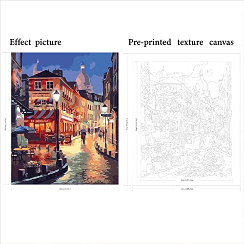QUITEDEW Paint by Number Kits for Adults,City Paint by Number Adult,Street Scenery Painting by Numbers,Night View Oil Painting Suitable for Home Wall Decoration 16x20 Inch - color: B3-night street