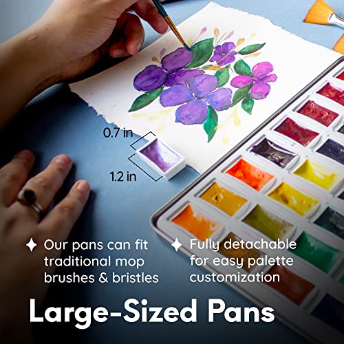 MozArt Japanese Watercolor Paint Set – 40 Colors Metallic & Neon Kit - color: Watercolor 40 set