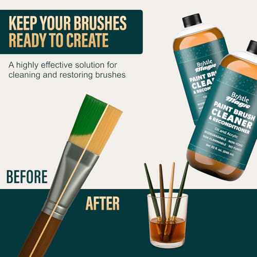 Paint Brush Cleaner and Reconditioner Perfect Acrylic, Watercolor, Spray Paint and Oil Brush Cleaner Biodegradable, Non-Flammable Washable Sustainable Cleaning Solution (16 Fl Oz) - size: 16 Fl Oz (Pack of 1)