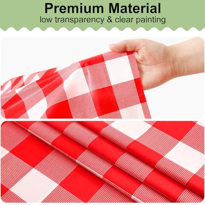 misaya 4 Packs 54 x 78 Inch Buffalo Disposable Table Cloth, Waterproof Plastic Tablecloth, Rectangle Red and White Checkered Table Covers for Picnic, Birthday, Party, Back to School - color: Red and White, size: 54" X 78"