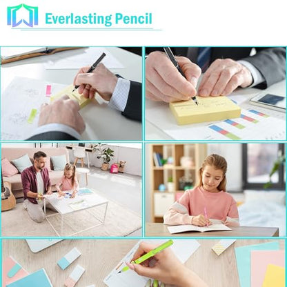 6 Sets Everlasting Pencil, Infinity Pen, NO-Sharpening Pencils for Writing Drawing Students Sustainable for Home Office School Supplies (6 Pens + 6 Erasers + 8 Replaceable Nibs) - color: Dazzle