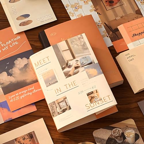YagCu Aesthetic Scrapbook Kit, Sunset Junk Journal Supplies, Vintage Journaling and Scrapbooking Set, Bullet Journals Materials, Large Collection for Women Adults Beginners, Arts Craft - color: Sunset