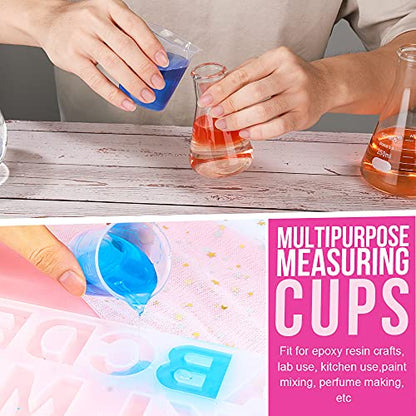 LEOBRO 36 PCS Resin Mixing Cups, 12PCS 100ML Plastic Measuring Cups for Resin, 24PCS 50ML Paint Mixing Cups, Plastic Beakers, Liquid Measuring Cups