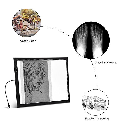 HSK A3 LED Artist tracing Light Box Copy Table, Adjustable High Brightness Light Pad for Tatto Drawing, Sketching, Animation,Diamond Painting Accessories - size: 04 - A3