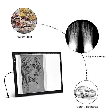 HSK A3 LED Artist tracing Light Box Copy Table, Adjustable High Brightness Light Pad for Tatto Drawing, Sketching, Animation,Diamond Painting Accessories - size: 04 - A3