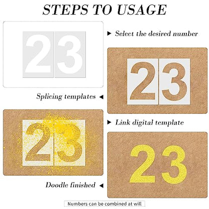 18 Inch Large Number Stencils Set 0-9 Address Number Stencil Reusable Plastic Digital Stencils Templates for Cake Stencil Address Number Painting Stencils Templates