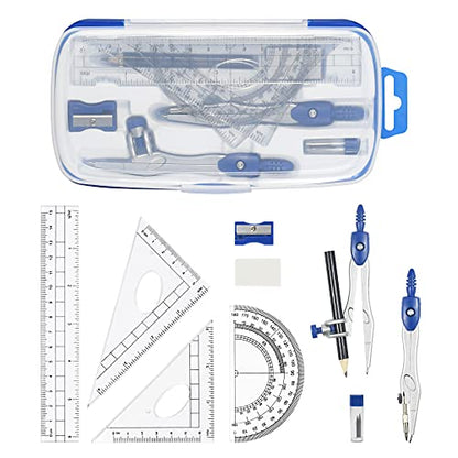 Vobou Math Geometry Sets 10 Pcs, Student Supplies Kit, for School,Navy Blue - color: Navy Blue