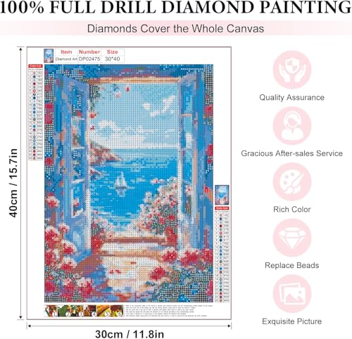 EIBEILI Landscape Beach Diamond Art Kits for Adults,Scenery Diamond Painting Kits for Adults Beginner,5D DIY Full Round Drill Diamond Dots Paintings for Home Wall Decor Gift 12X16inch - color: DP02475