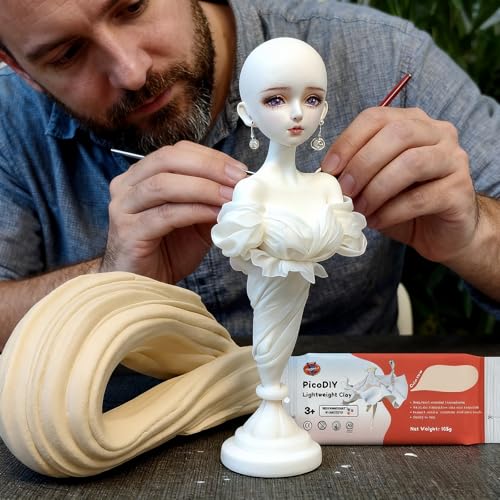 Air Dry Clay Lightweight, Flexible Modeling Clay for Adults Arts and Crafts | Professional & Moldable, Soft & No-Stick, Polymer Clay for Sculpting, Molding,Anime Figures,Making Costumes,DIY Projects - color: Skin