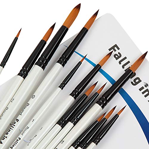 Falling in Art 12 PCS Professional Round Paint Brushes Set | Artist Brushes for Watercolor, Oil Painting, Acrylic, Face Body Nail Art, Crafts, Rock Painting - size: 12 Pcs Round Nylon