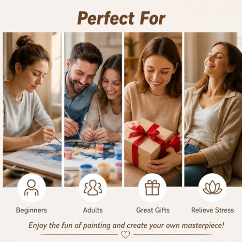 AUKELHJ Framed Paint by Numbers Kit for Adults, Bee, 10x10 inch - color: 08-Bee