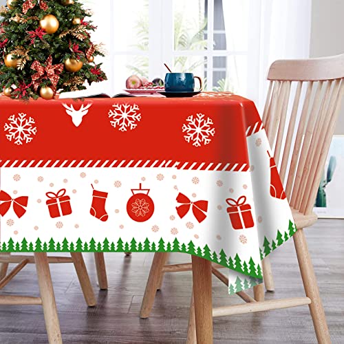 3 Pack Christmas Tablecloth, Disposable Plastic Christmas Table Cloth