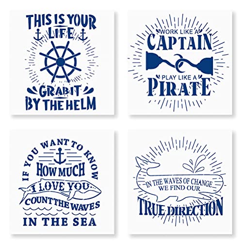 4 Pcs Reusable Summer Stencils for Painting on Wood, This is Your Life Stencils for Wall Work Like a Captain Stencil for DIY Decor,Wall Decor,Craft and Paint Wood Signs - color: 4 PCS