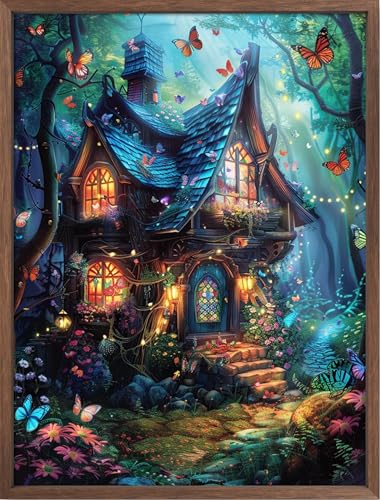 Leczany Cross Stitch Stamped 11CT 3 Strands Kits for Adults Beginners Patterns Craft Kit Needlepoint Full Range of Embroidery Kits DIY Starter | Magic House 15.8×20.9 inches - color: 11CT Stamped kits, Magic House 15.8×20.9 inches