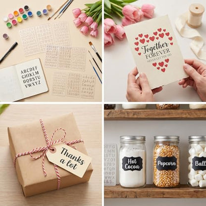 Amabro 16Pcs Letter Stencils Reusable Plastic Letter and Number Stencils