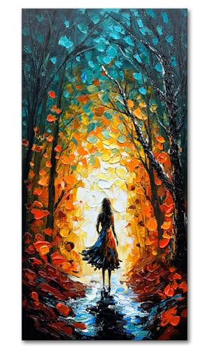 Alenoss Hand Painted Modern Oil Paintings on Canvas Wall Art | Vertical Abstract Wall Art, Textured Wall Painting For Living Room Bedroom - color: AL-B104