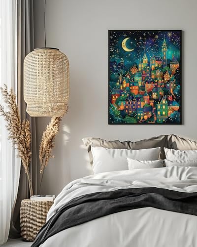 Starry Night Diamond Art Kits for Adults, Landscape Diamond Art 12X16 Inch - color: Landscape 12