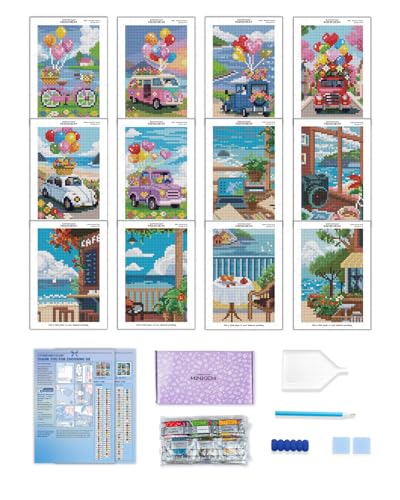 forever young Sea Echo & Dream Journey Small Diamond Art Kits, 5x7In Canvas | 12 PCS DIY square diamond painting kits for beginners and adults, perfect for collecting, display ＆ relaxing stress relief - color: Sea Echo & Dream Journey